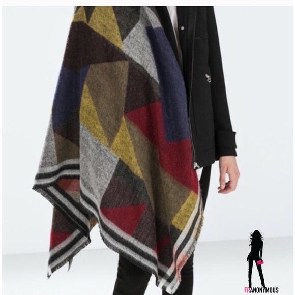 Zara Accessories - Zara Color-block Blanket Wrap Scarf
